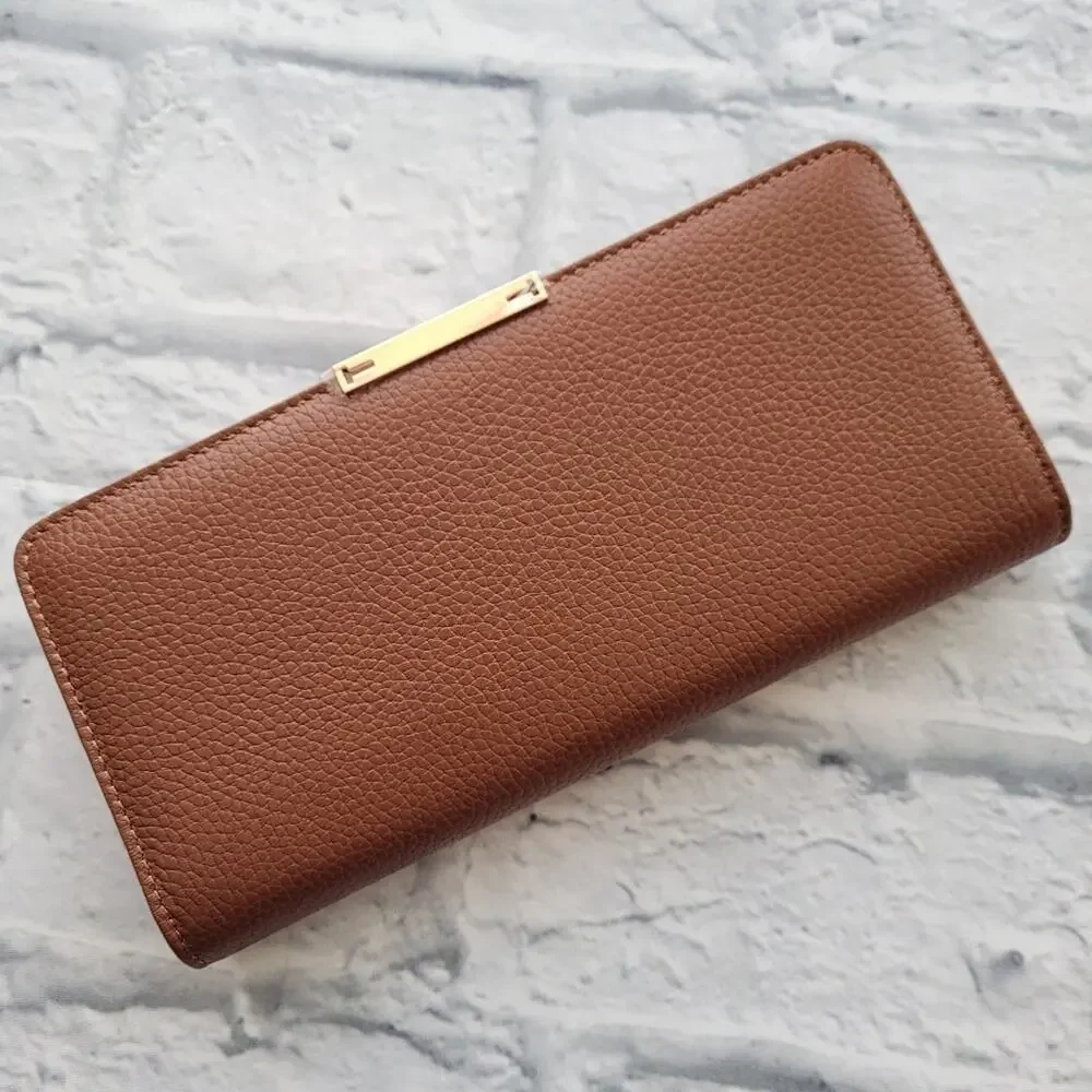NWT Ted Baker Jade Leather Dark Tan Zip Around Wallet
